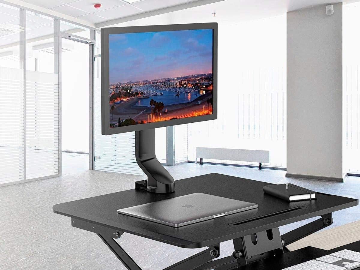 Black Low Profile Adjustable Desktop Monitor Mount