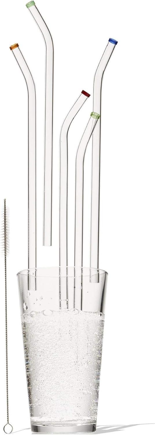 Better Houseware Glass Straws with Cleaning Brush, Set of 5