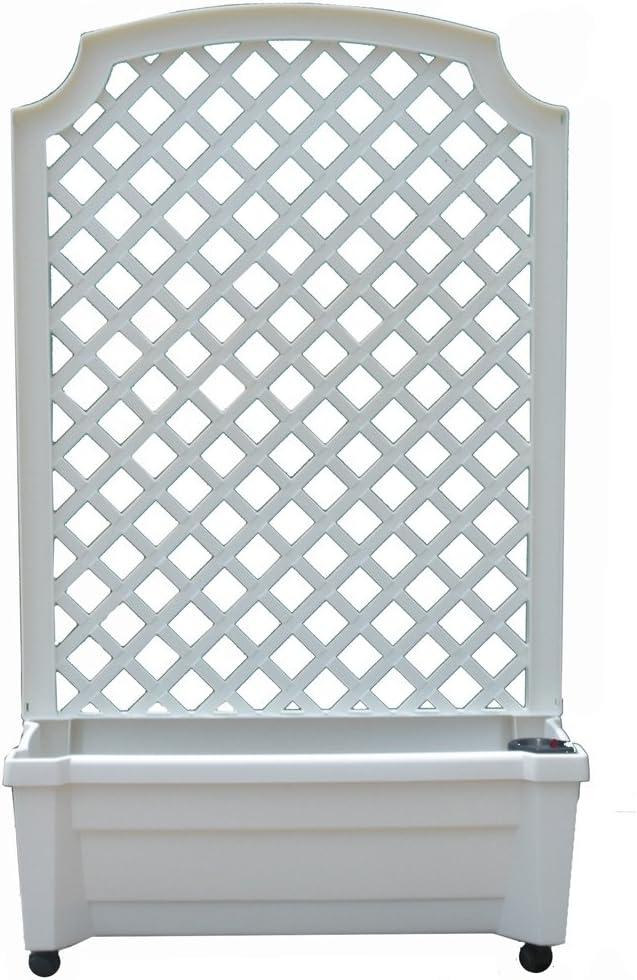 White Plastic Planter with Trellis and Water Reservoir