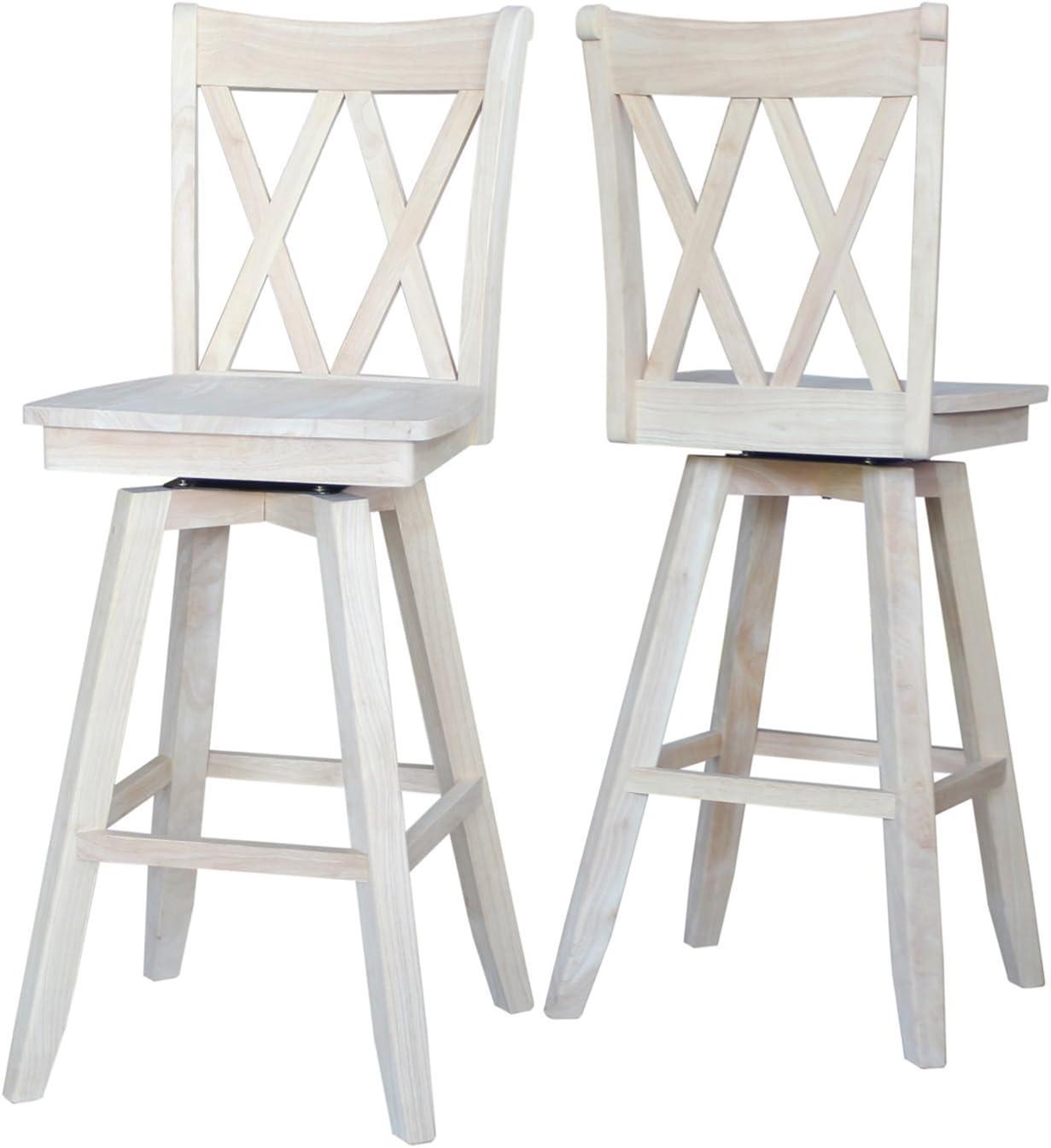 International Concepts Double  inchesX inches Back Bar Height Stool - With Swivel 30 inches Seat Height