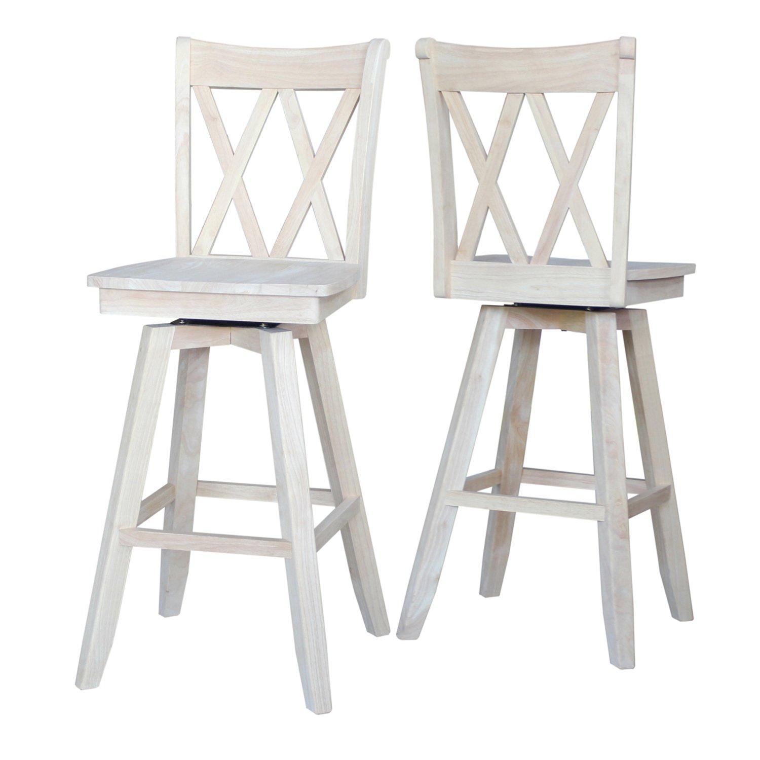 International Concepts Double "X" Back Bar Height Stool - With Swivel 30" Seat Height