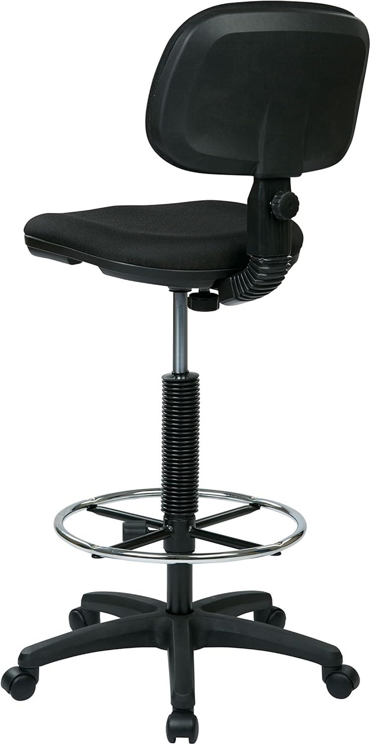 Ergonomic Black Nylon Drafting Chair with Adjustable Footrest