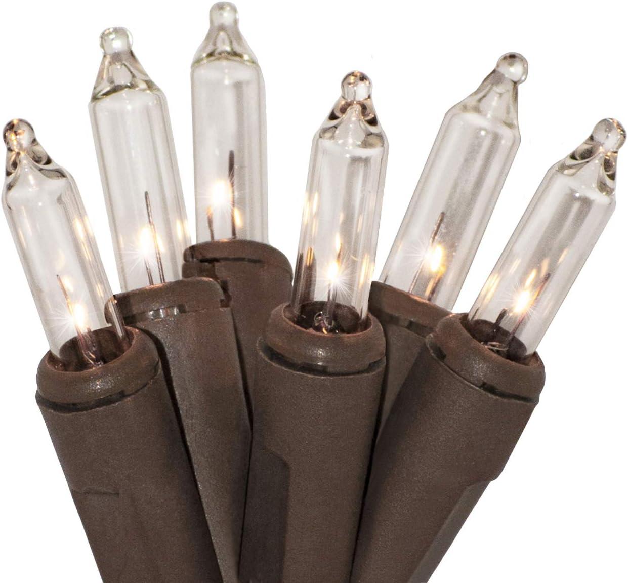 612 Vermont 35 Clear Mini Christmas String Lights on Brown Wire Cord, UL Approved for Indoor Use Only, 9 Foot of Lighted Length, 10 Foot of Total Length