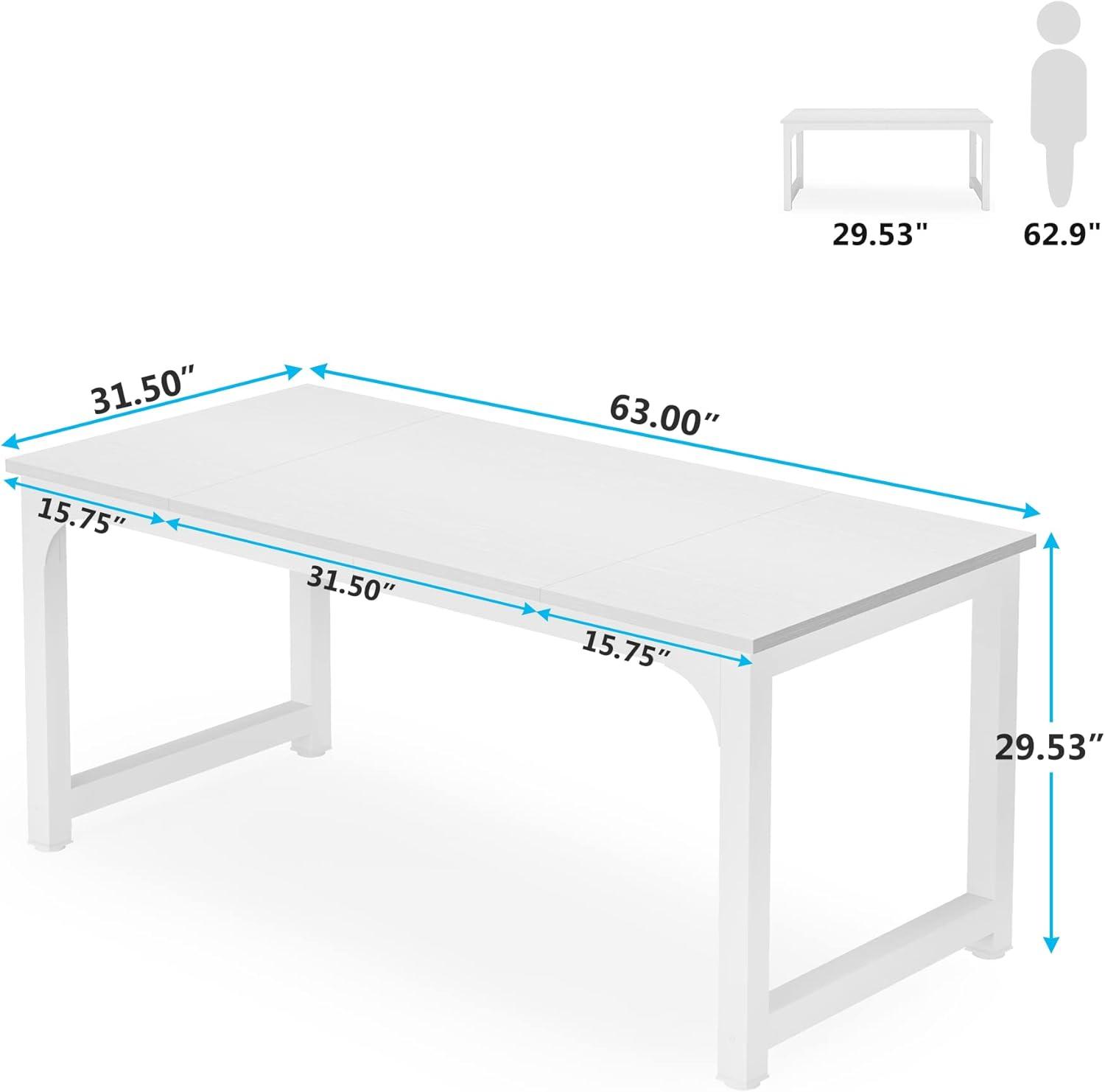 White Executive Wood and Metal Large Office Desk