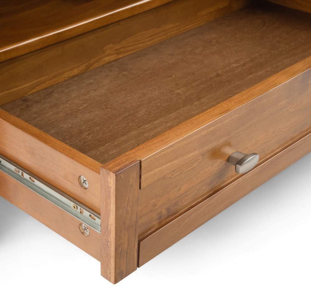 Simpli Home Warm Shaker 36"W Solid Wood Square Coffee Table with Two Drawers and Open Shelf