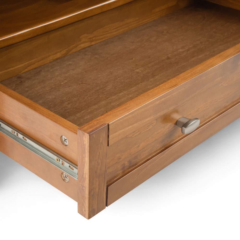Simpli Home Warm Shaker 36"W Solid Wood Square Coffee Table with Two Drawers and Open Shelf
