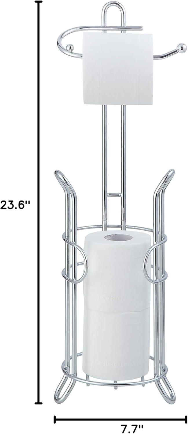 Bathroom Toilet Tissue Paper Roll Storage Holder Stand with Reserve Area for Mega Rolls