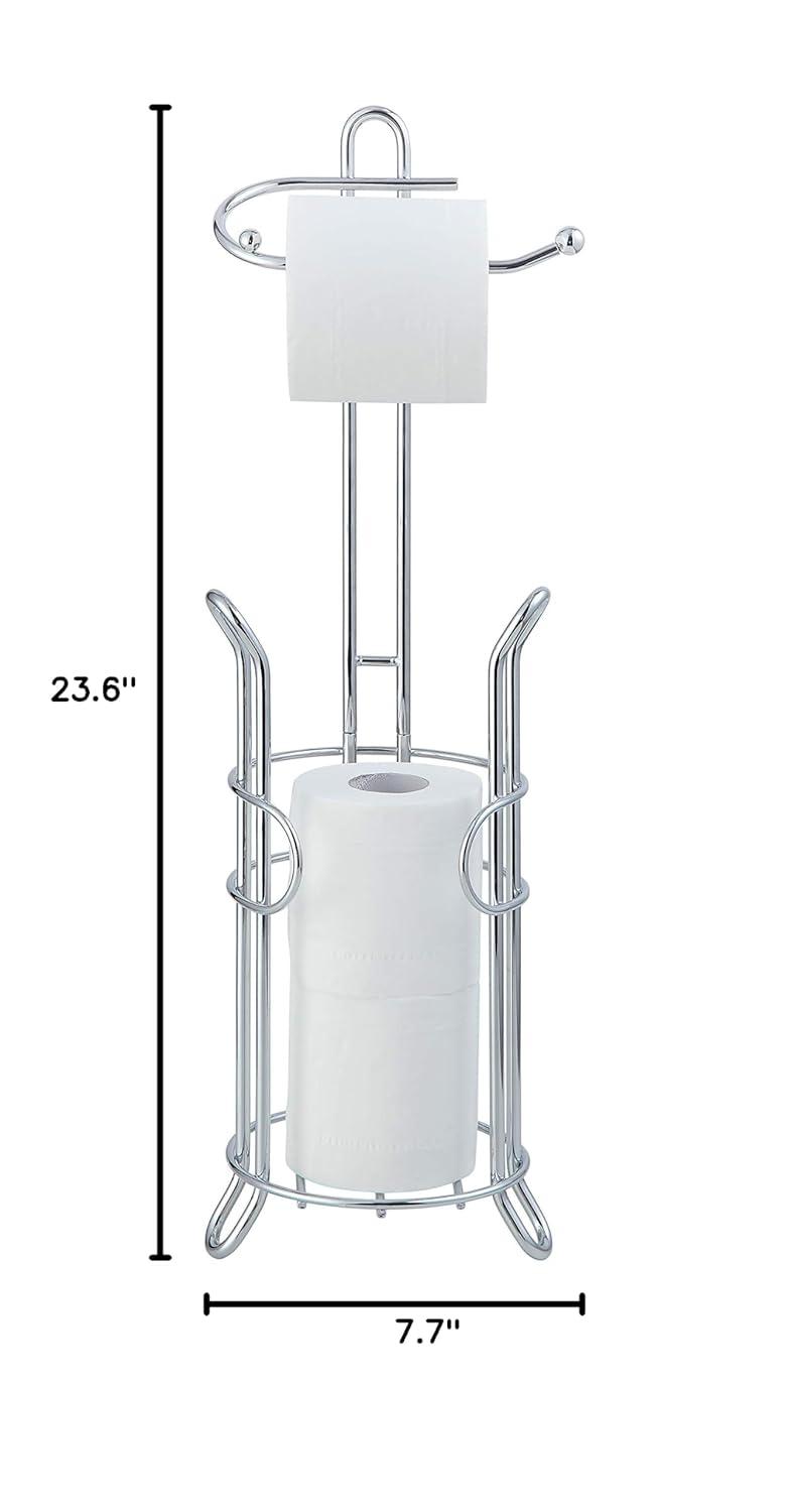 Bathroom Toilet Tissue Paper Roll Storage Holder Stand with Reserve Area for Mega Rolls