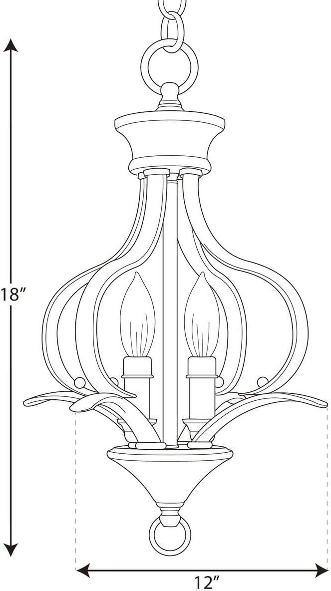 Progress Lighting Trinity Collection 2-Light Foyer Fixture, Antique Bronze, Steel, Brushed Nickel Finish, Shade Included