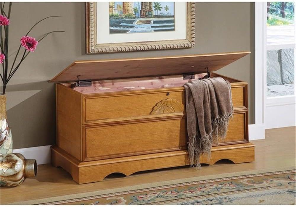 Natural Honey Cedar Wood Storage Chest with Sunflower Trim