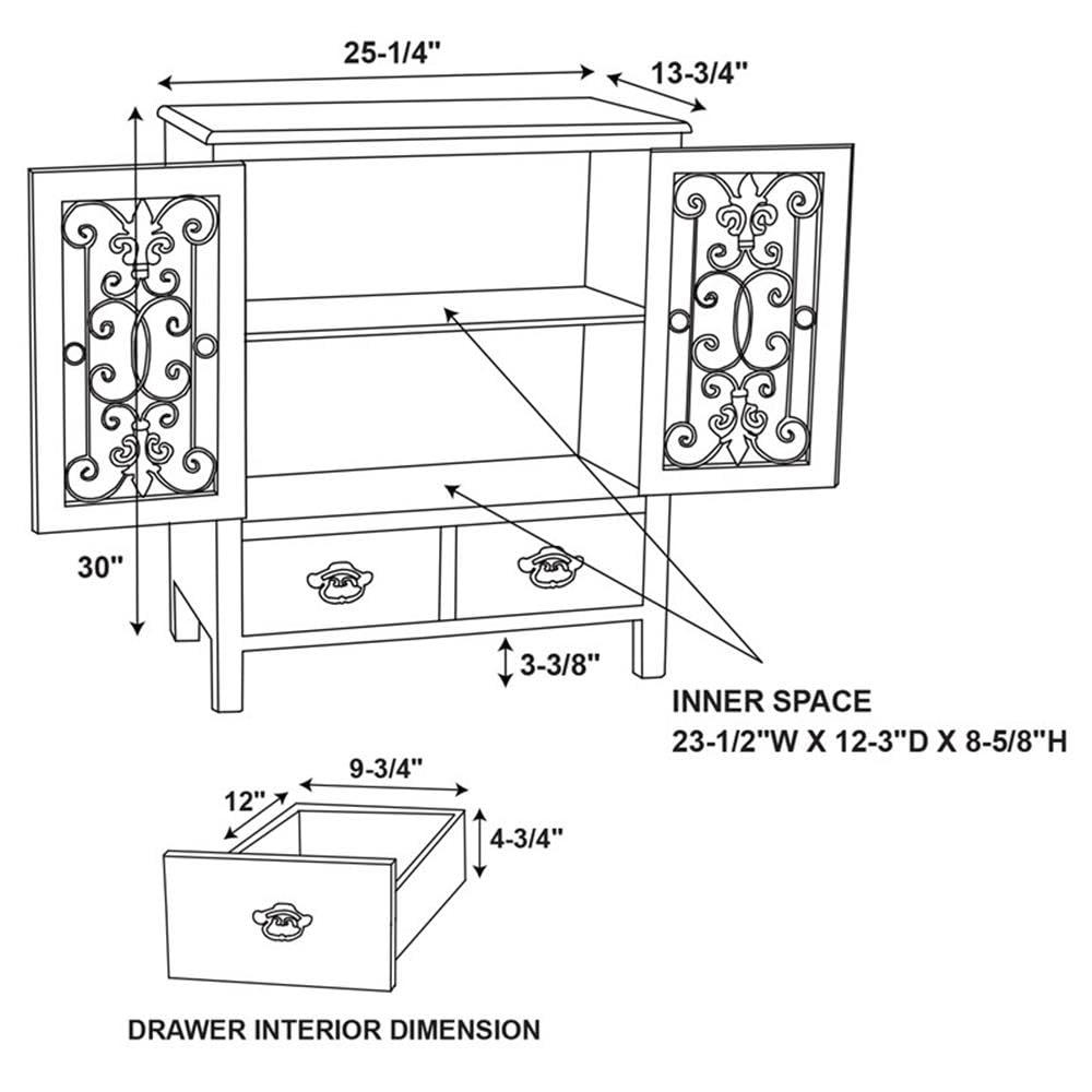 Powell Parcel 2 Door 2 Drawer Console-Item Package Quantity:1,Quantity:1