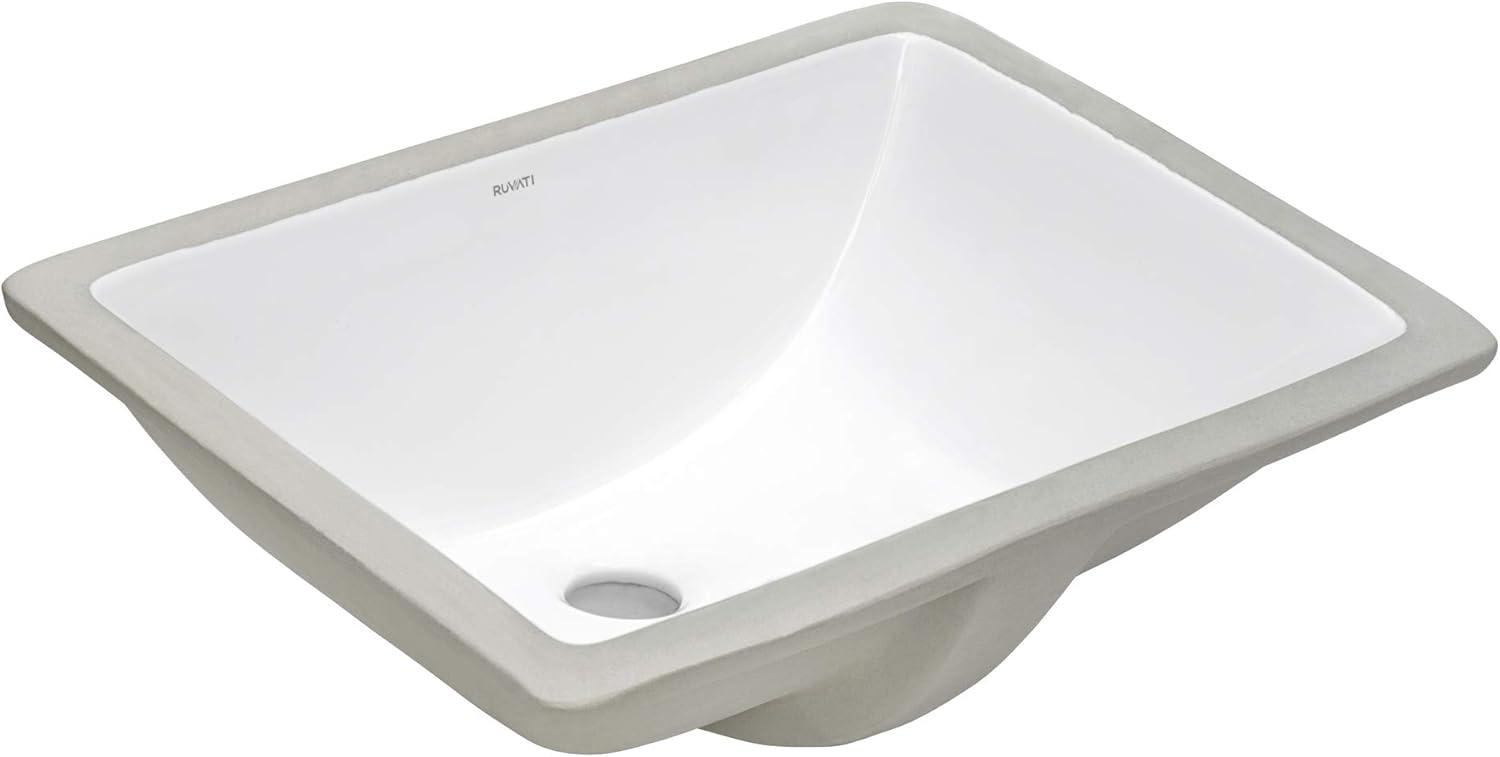 Ruvati Ruvati 18 x 13 inch Undermount Bathroom Sink White Rectangular Porcelain Ceramic with Overflow RVB0720