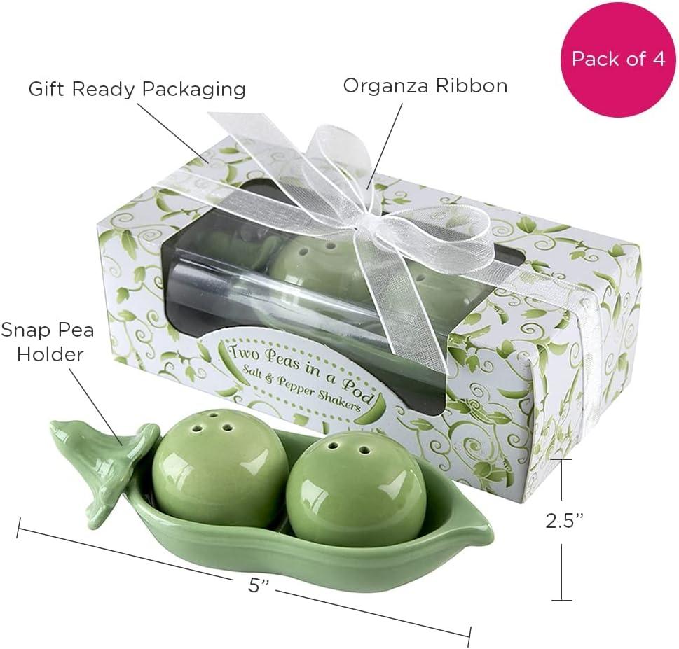 Two Peas in A Pod Ceramic Salt and Pepper Shakers in Ivy Print Gift Box Wedding favors