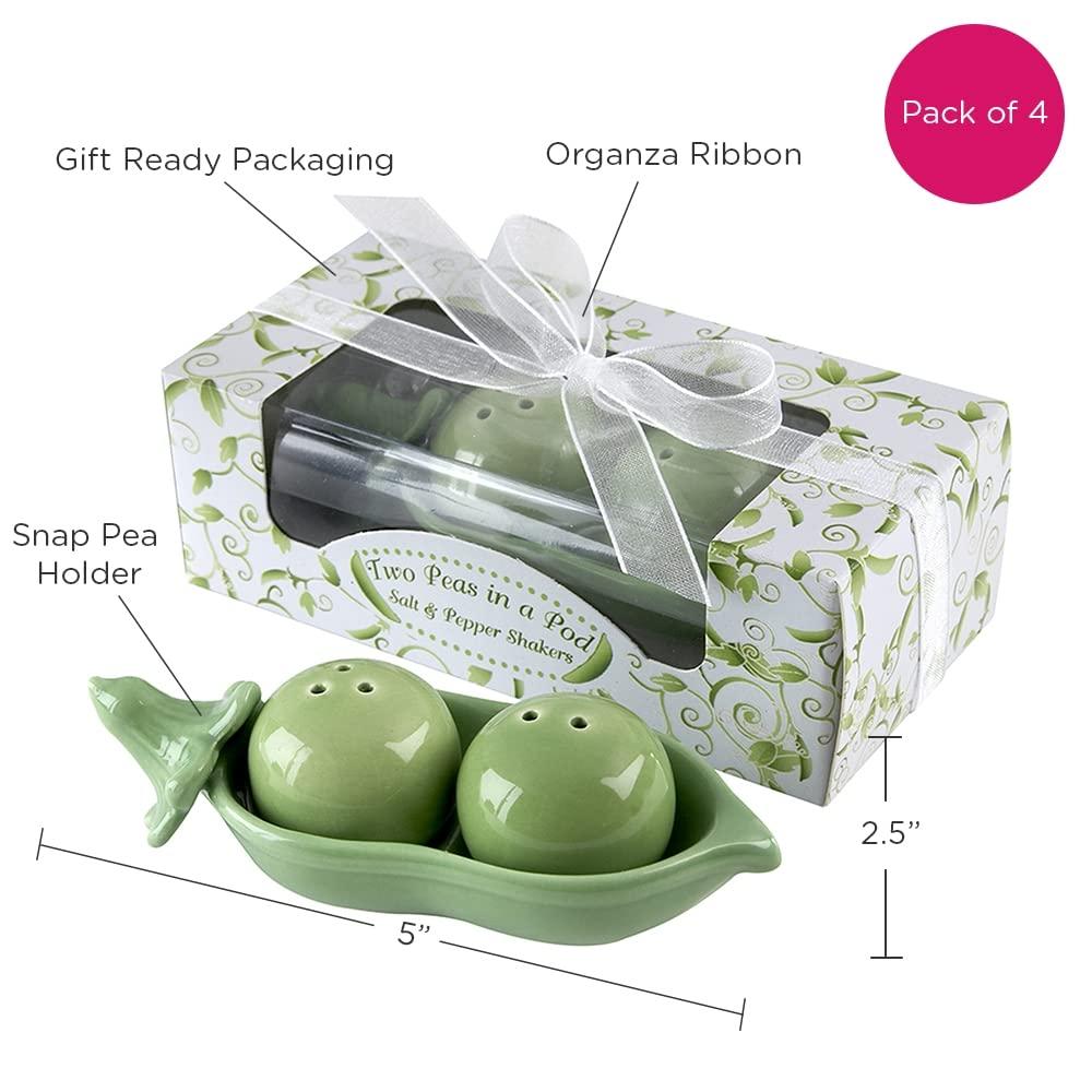 Two Peas in A Pod Ceramic Salt and Pepper Shakers in Ivy Print Gift Box Wedding favors