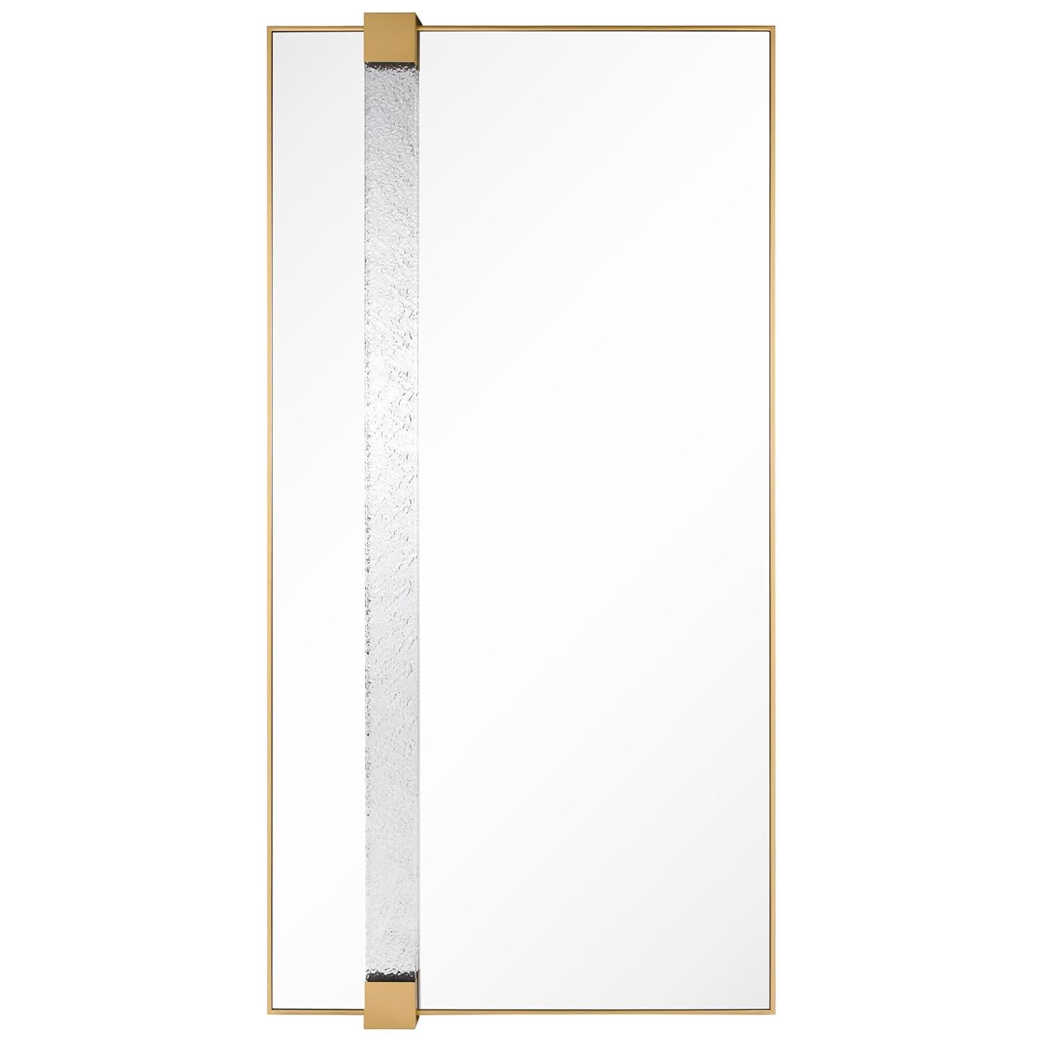 Empire Art Direct "Gleaming Horizon Wall Mirror" 40"x80" with Textured Acrylic Embellished, on Gold Iron Frame