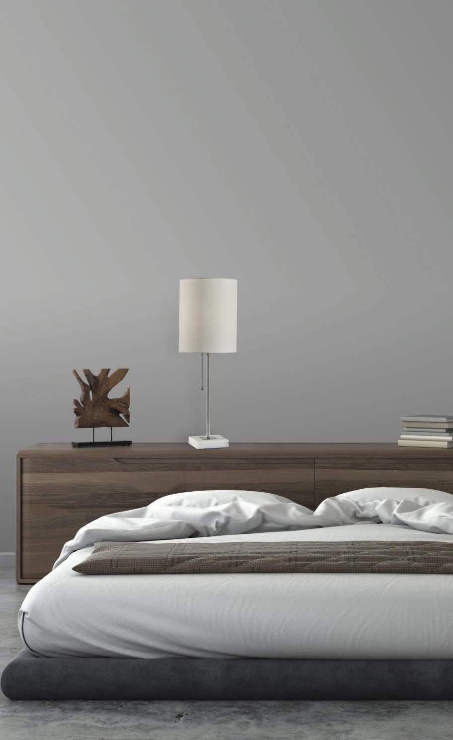 Adesso 23" Fiona Table Lamp Steel: Marble Base, Brushed Finish, Pull Chain Switch
