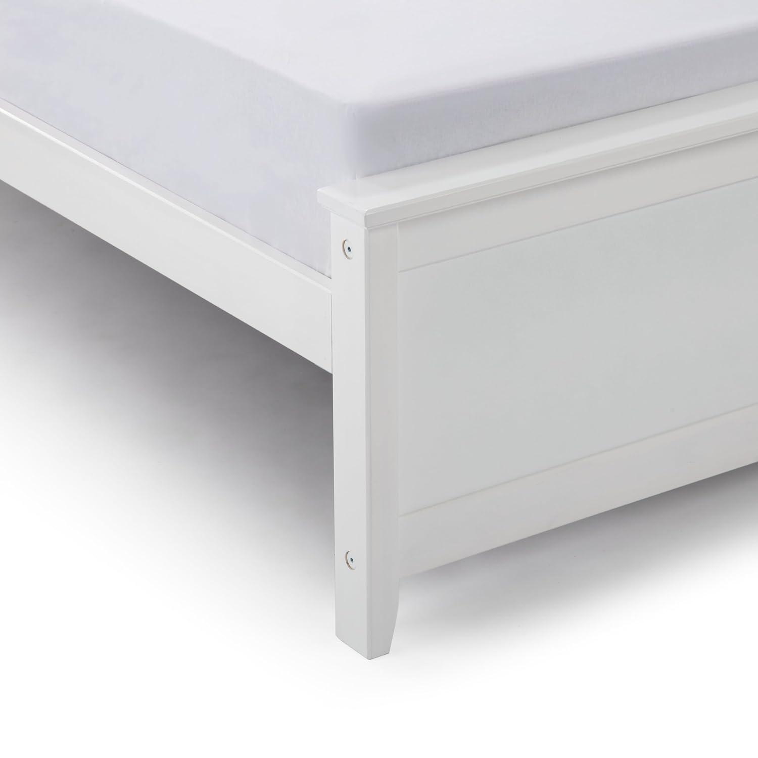 Plank+Beam Queen Bed Frame with Slatted Headboard Solid Wood Platform Bed, No box Spring Needed, White