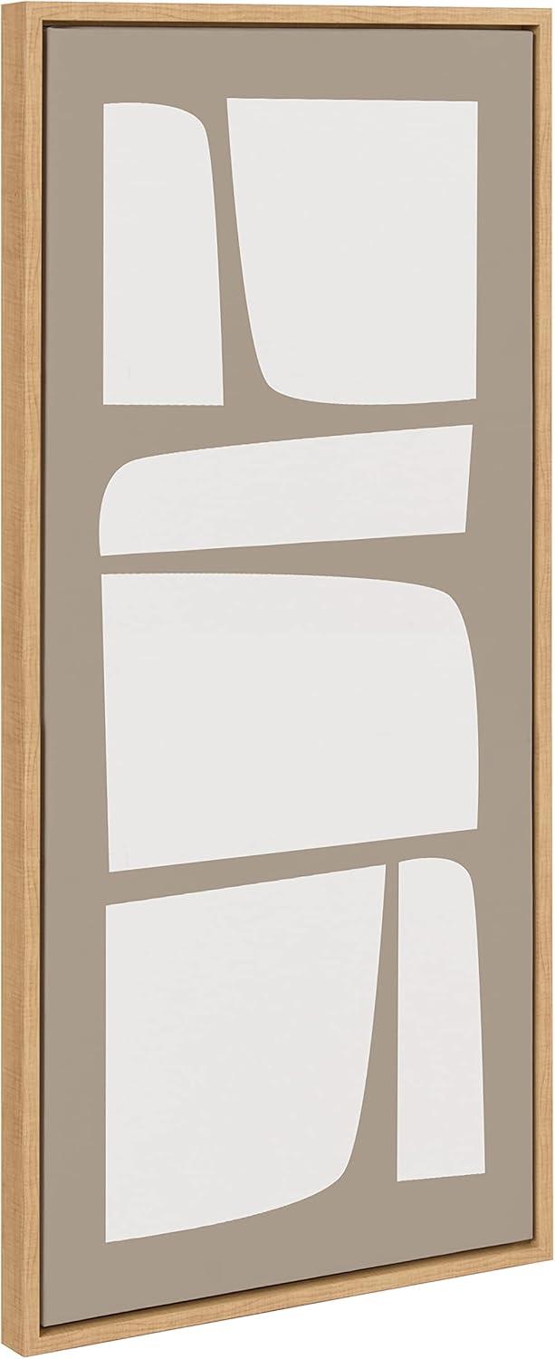 Neutral Abstract Shapes Canvas Wall Art with Natural Frame