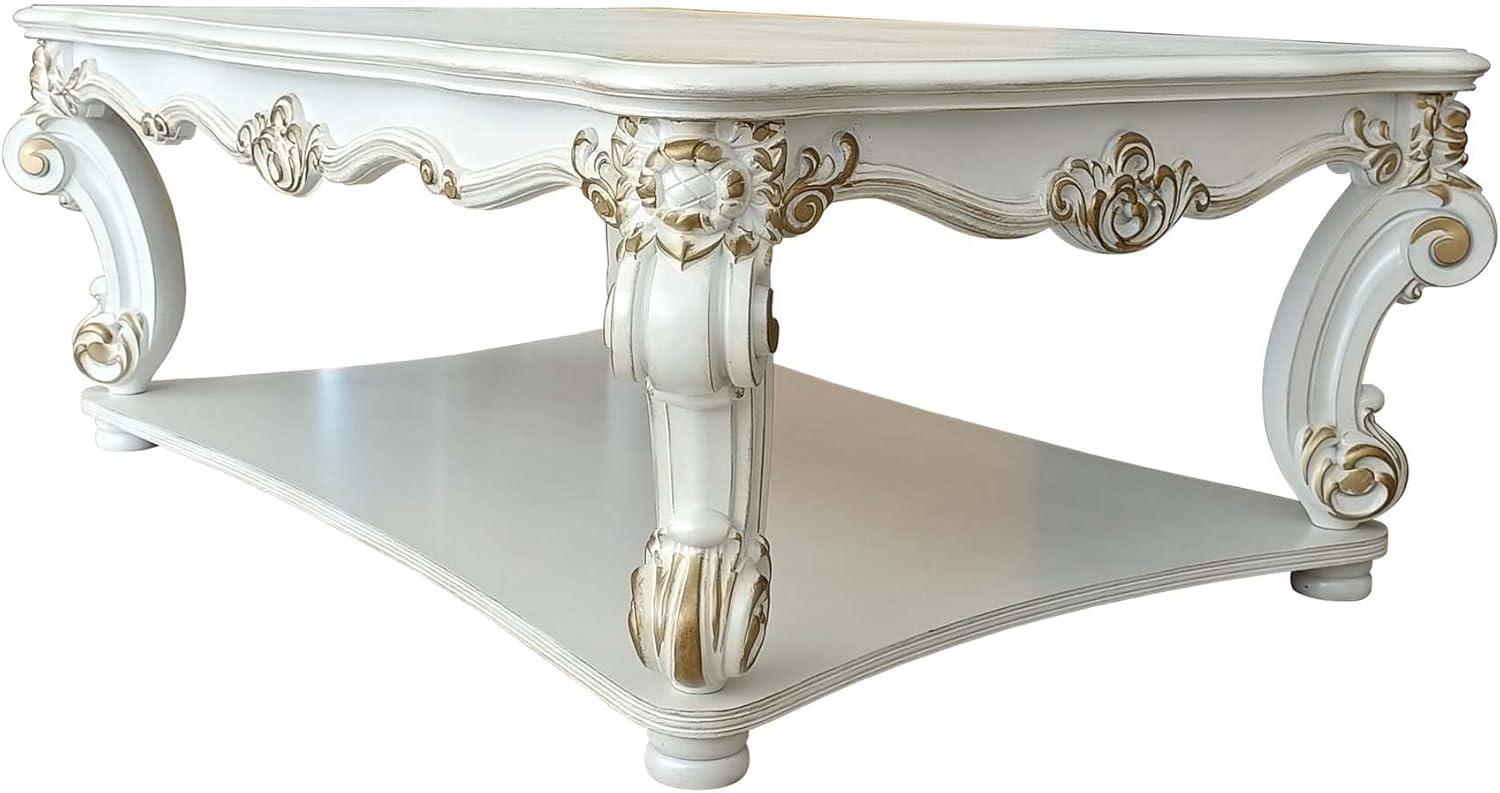 Vendome Traditional Rectangular Wooden Coffee Table in Antique Pearl