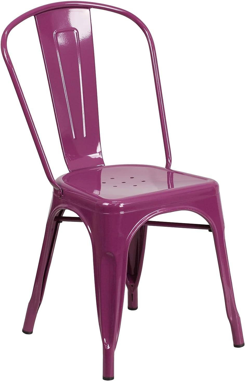 Flash Furniture Commercial Grade Purple Metal Indoor-Outdoor Stackable Chair