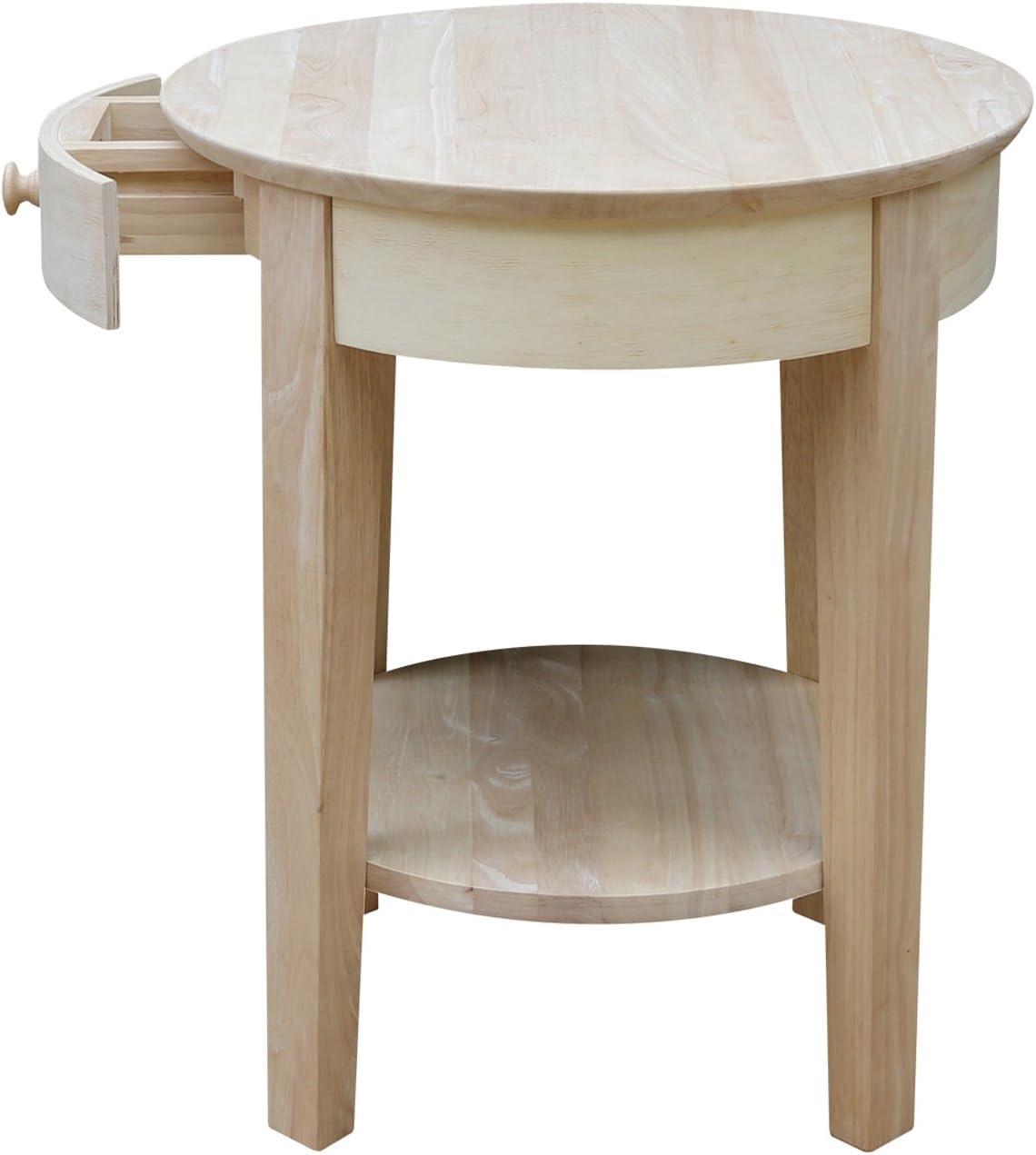 Solid Wood Top End Table with Storage