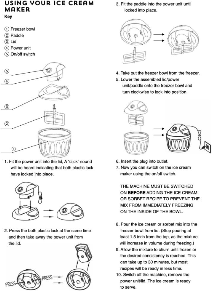 Ice Cream Maker Machine for Ice Cream, Gelato, Sorbet, Frozen Yogurt with Mixing Bowl- 1 pint