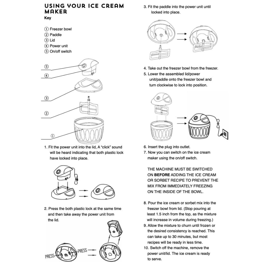 Ice Cream Maker Machine for Ice Cream, Gelato, Sorbet, Frozen Yogurt with Mixing Bowl- 1 pint