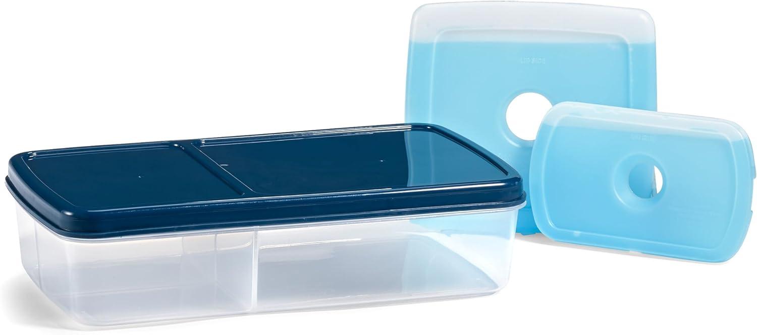L.O.T.G. Three-Compartment BPA-Free Plastic Lunch Box with 2 Slim Ice Packs