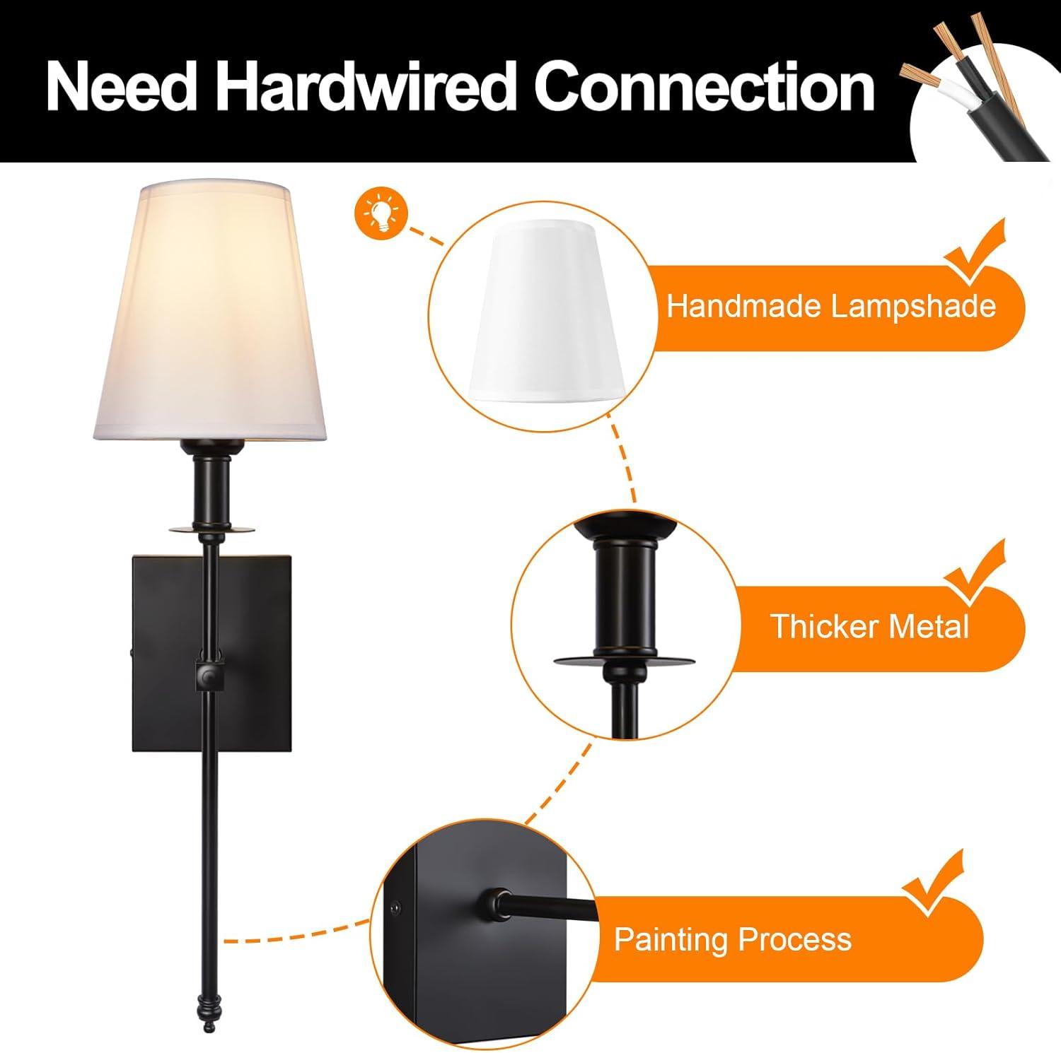 Battery Operated Black Wall Sconce Set Of 2,not Hardwired Fixture Wireless Wall Light ,dimmable Picture Sconces Cordless ,Easy To Install Battery Powered Lamp,for Bedroom, Lounge, Farmhouse Gallery