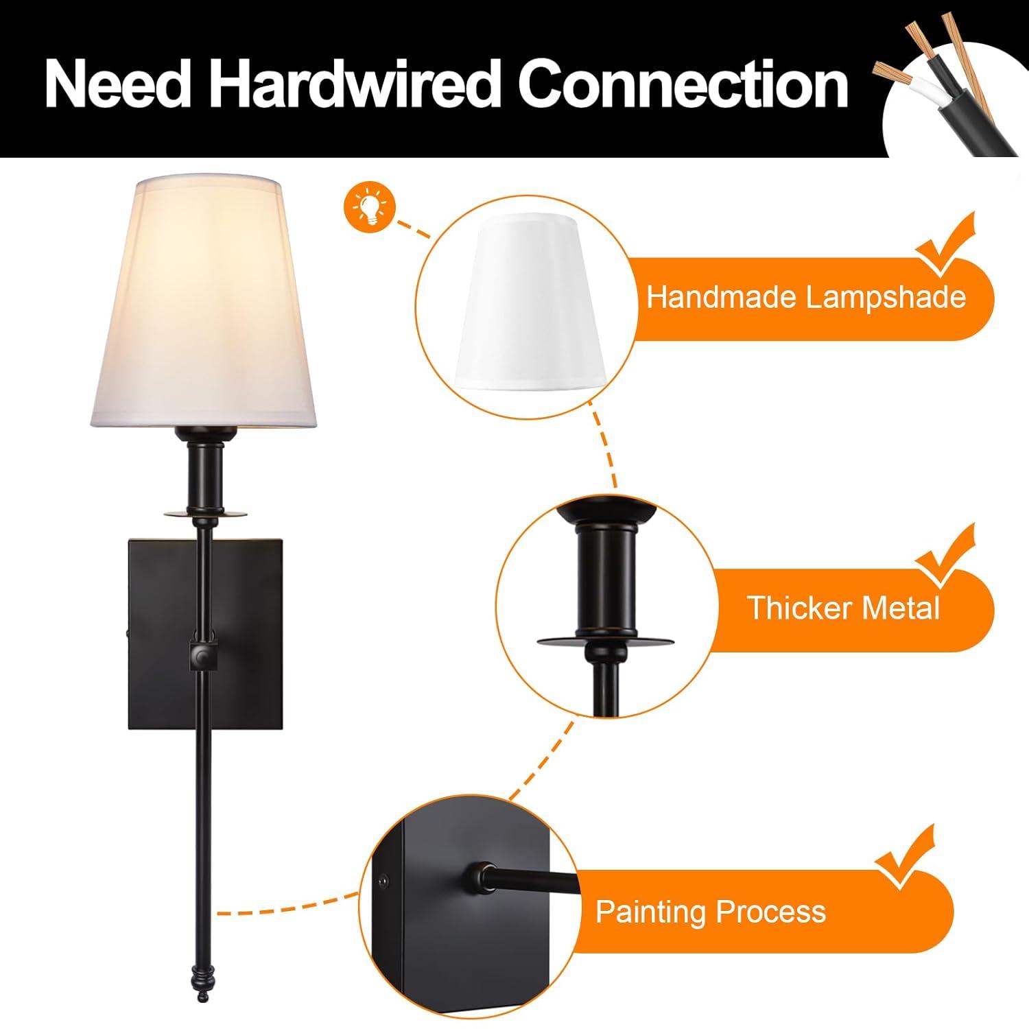 Battery Operated Black Wall Sconce Set Of 2,not Hardwired Fixture Wireless Wall Light ,dimmable Picture Sconces Cordless ,Easy To Install Battery Powered Lamp,for Bedroom, Lounge, Farmhouse Gallery