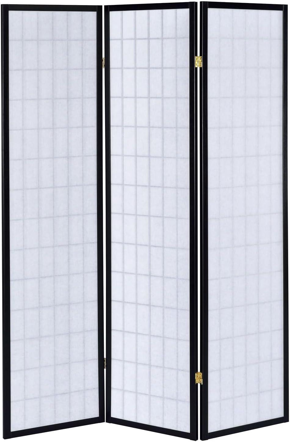 3-Panel Room Divider, Black, 70" x 6" x 50"