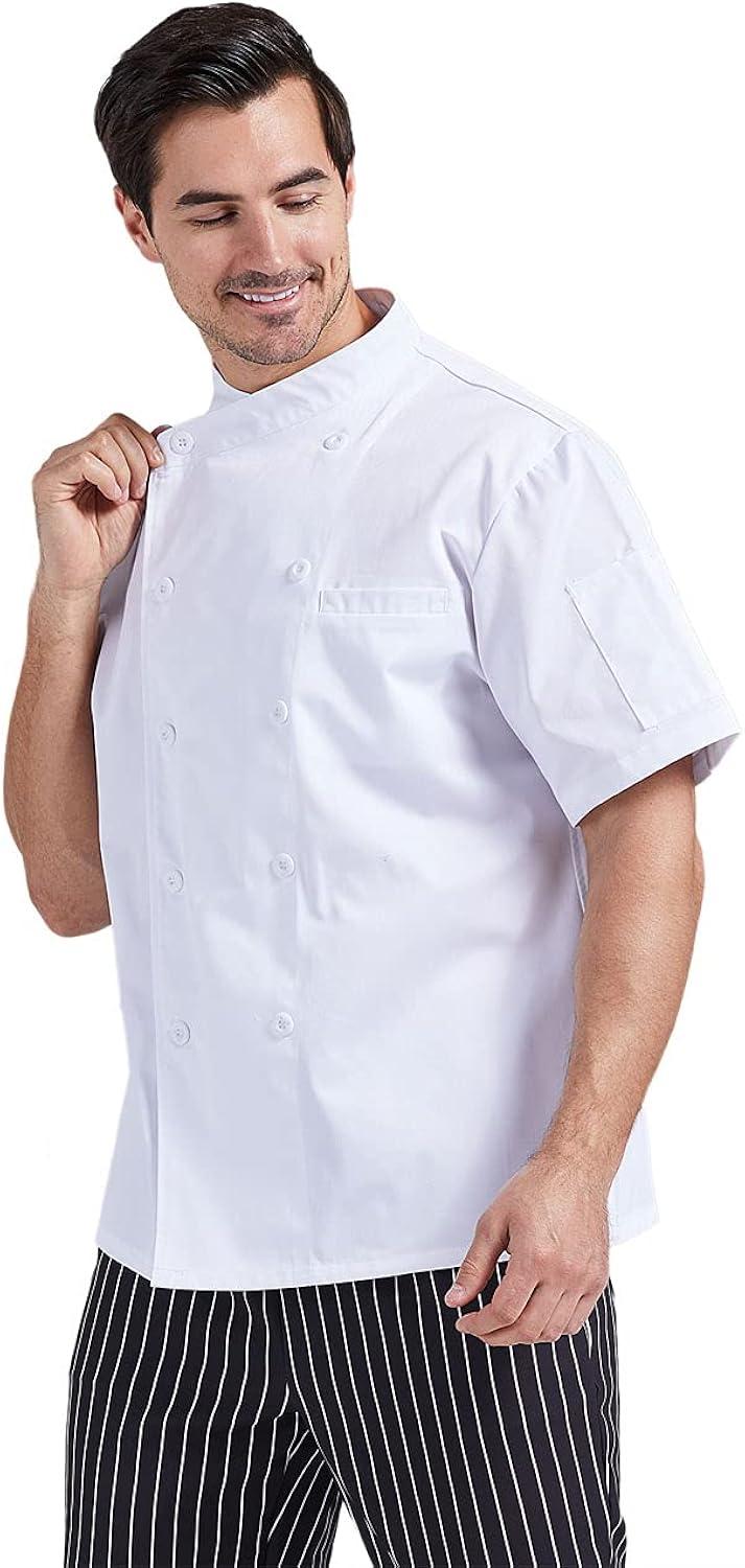 Men's White Short Sleeve Button Chef Coat