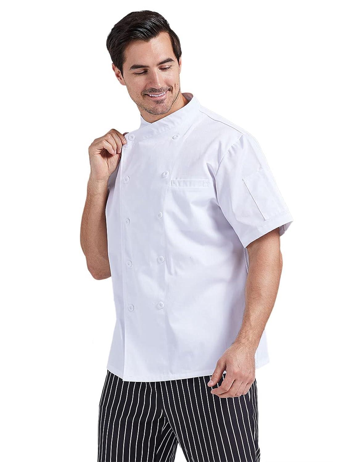 Men's White Short Sleeve Button Chef Coat