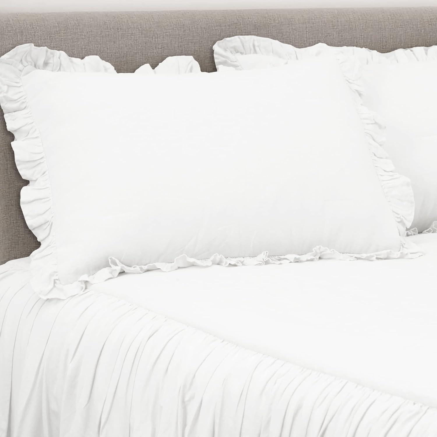 White Full/Queen Belgian Flax Linen Cotton Bedspread Set