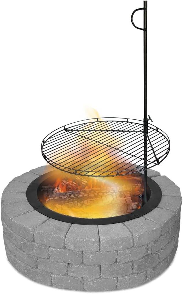 Blue Sky Outdoor Living 24" Portable Swing Away Outdoor Bonfire Steel Grill, Black