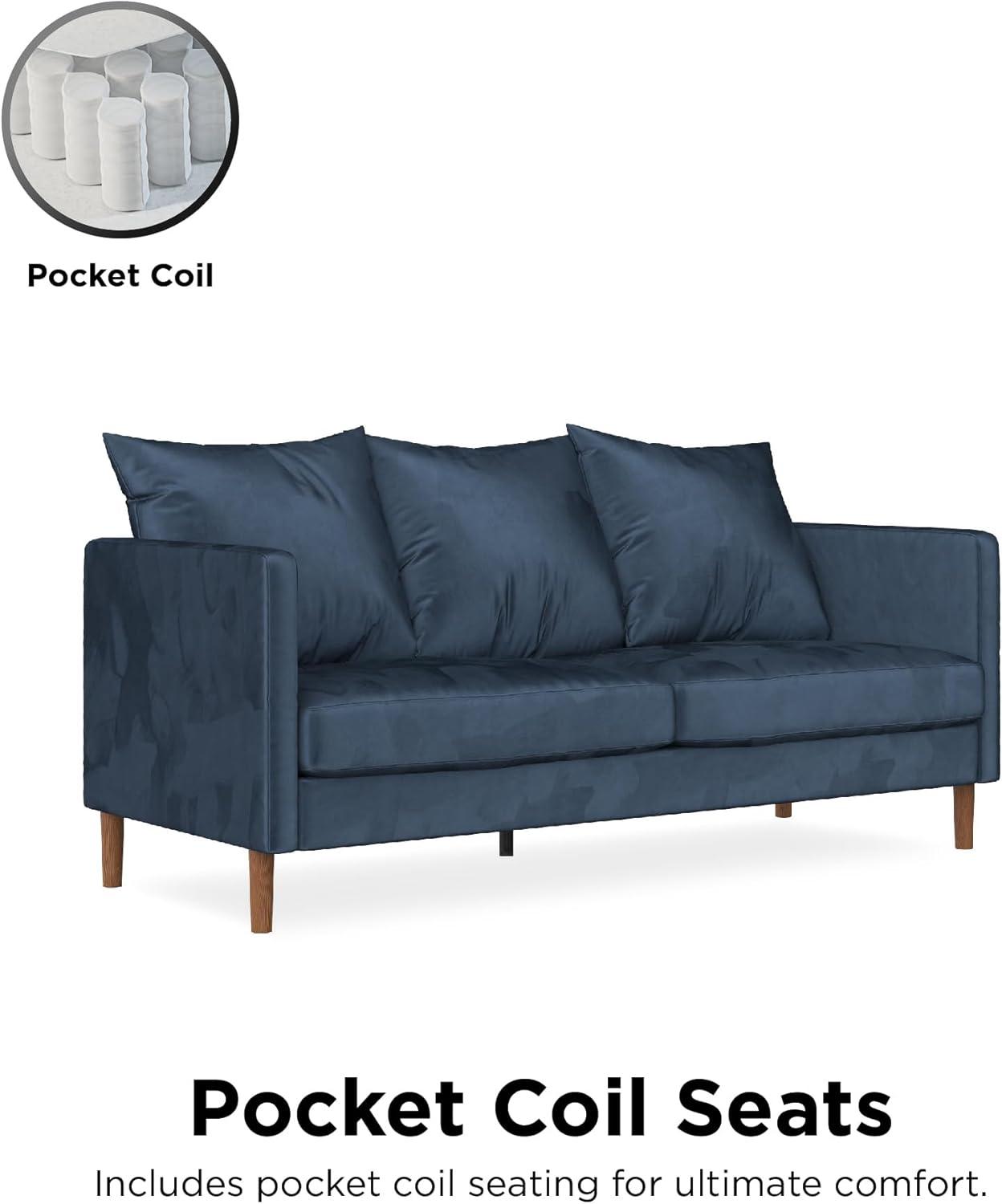 Luxurious Navy Blue Velvet Lawson Sofa with Pillow Back