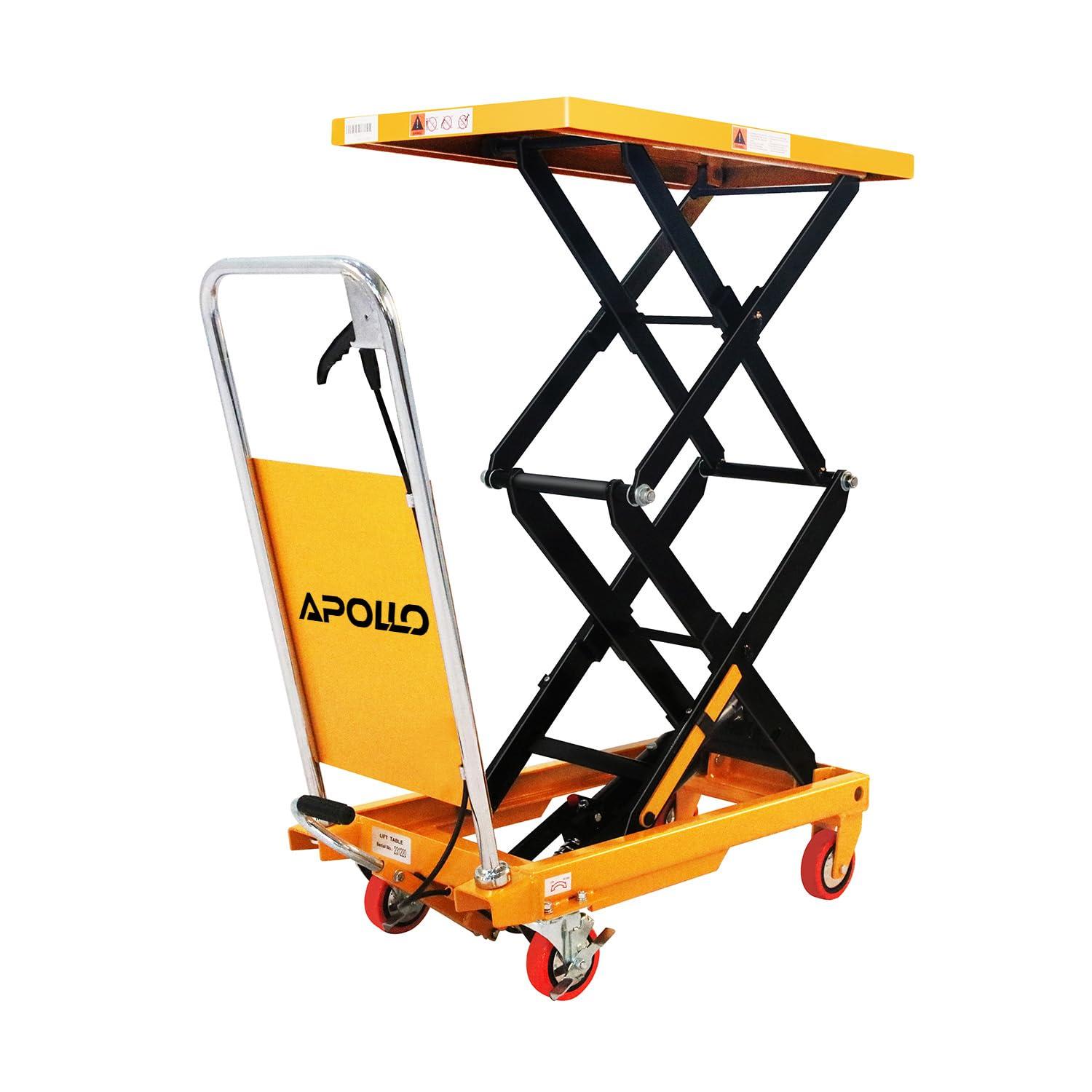 APOLLOLIFT 330lb Scissor Lift Table Cart Hydraulic Hand  Lift Table W/ 43.3" Lift Double Scissor Steel
