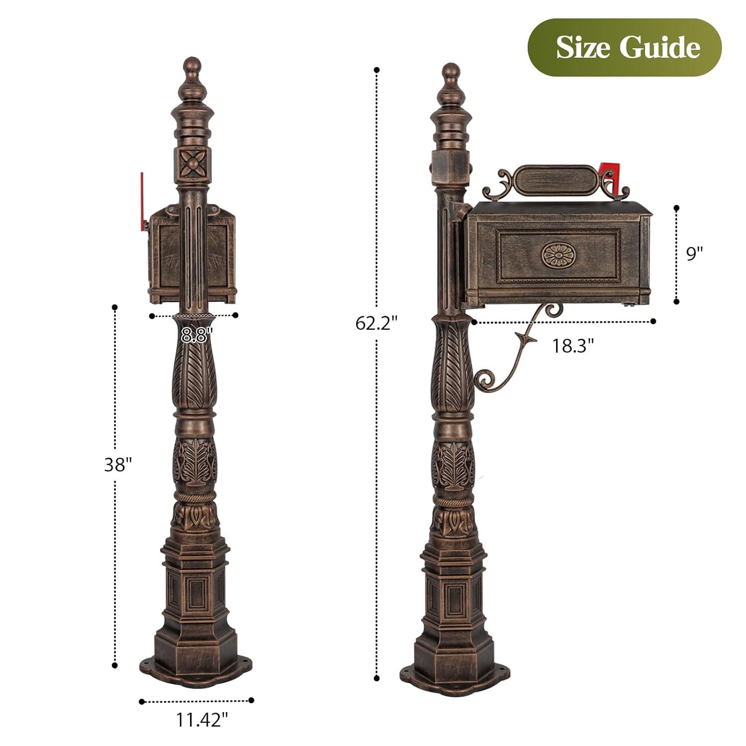 Polar Aurora Cast Aluminum Mailbox With Post Barcelona Decorative Modern Mail Box For Outside