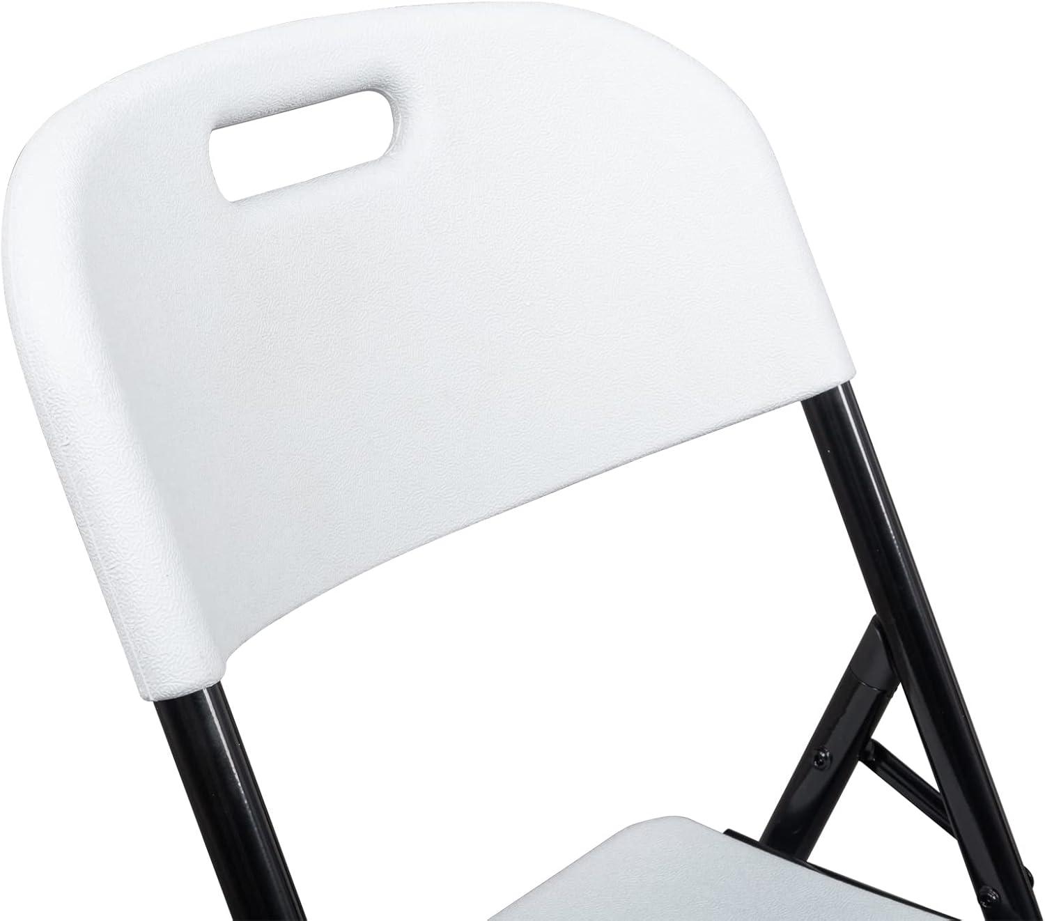 Set of 4 Black and White Plastic Folding Chairs