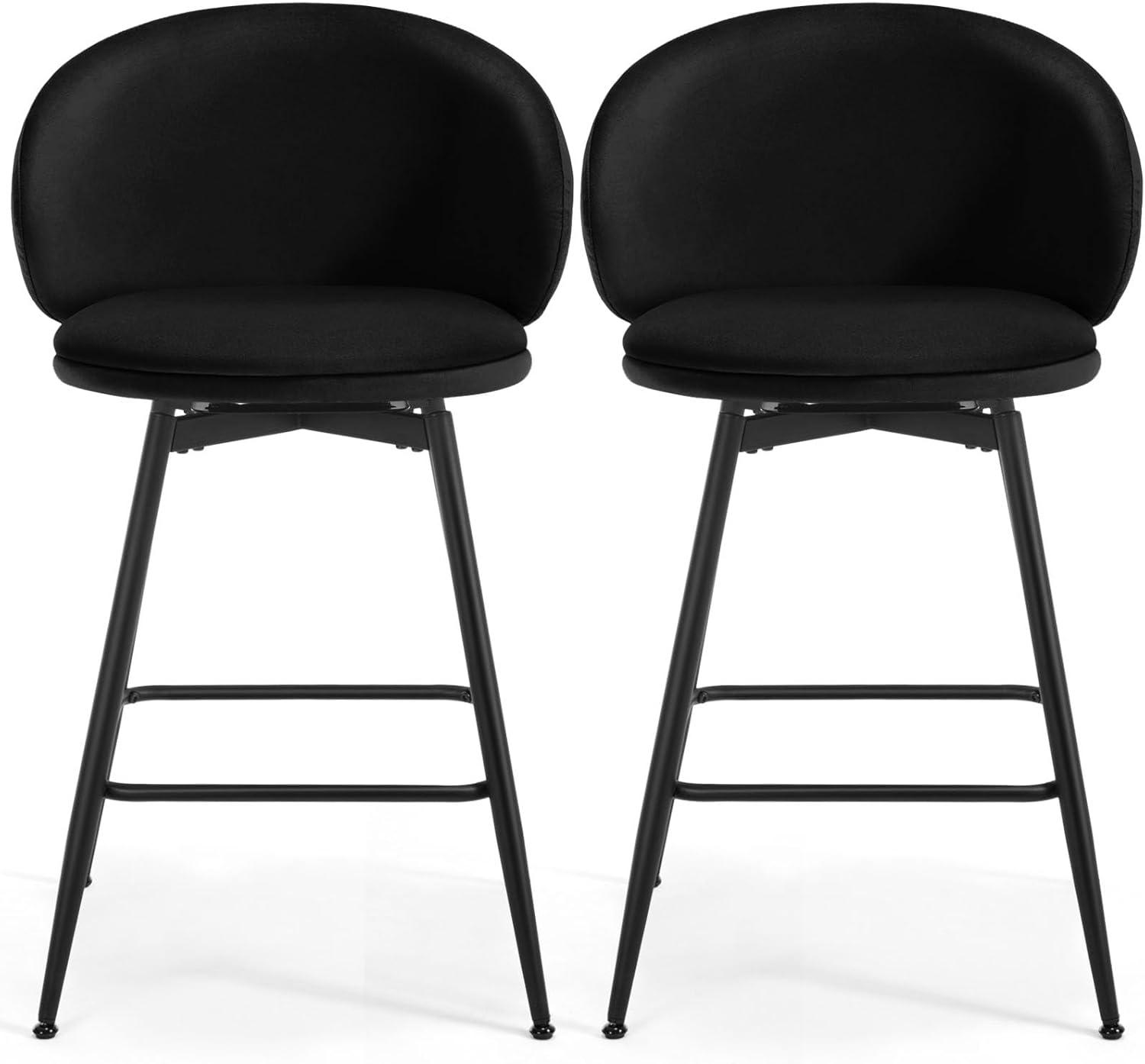Corrigan Studio® Swivel Upholstered Counter Height Bar Stools (Set of 2)