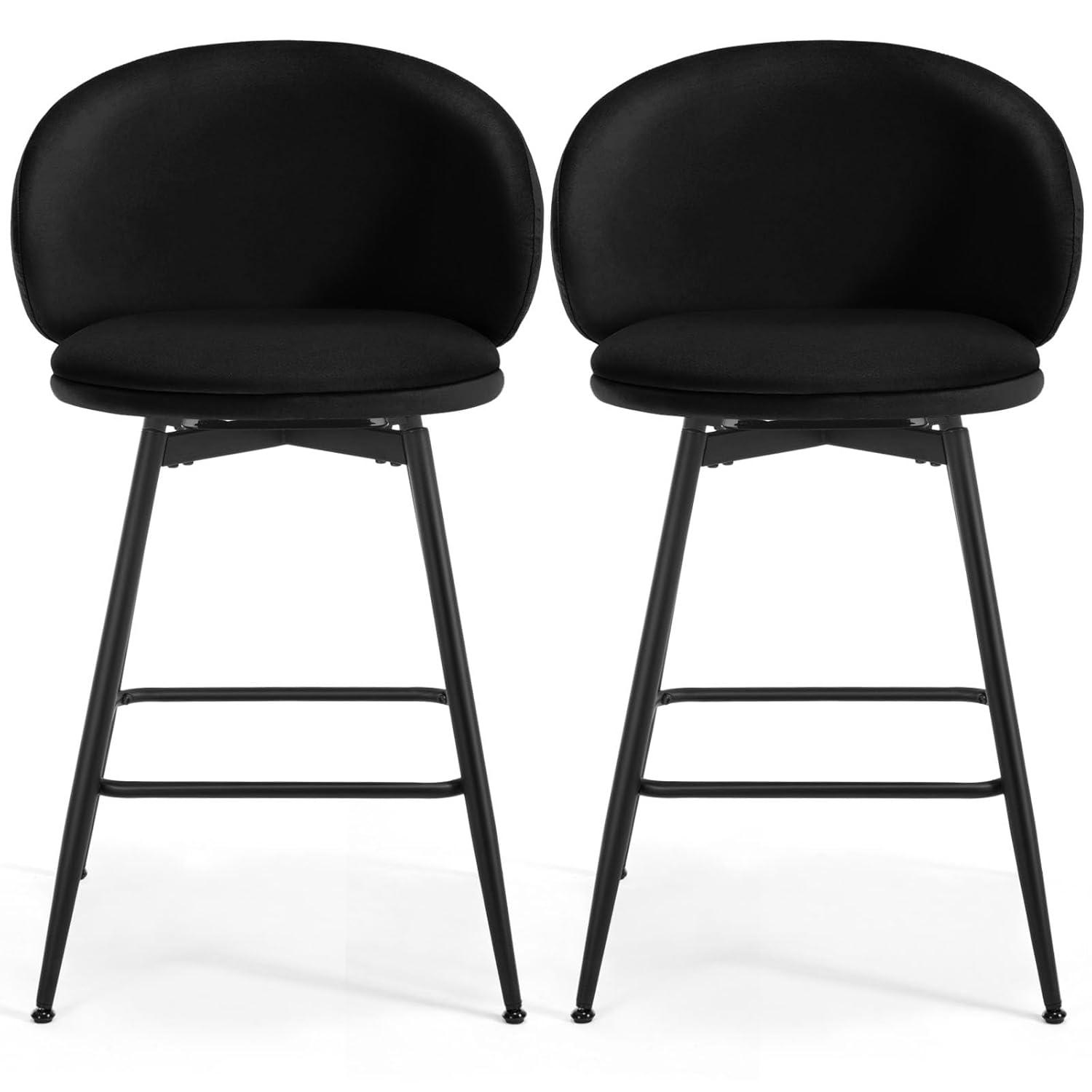 Corrigan Studio® Swivel Upholstered Counter Height Bar Stools (Set of 2)