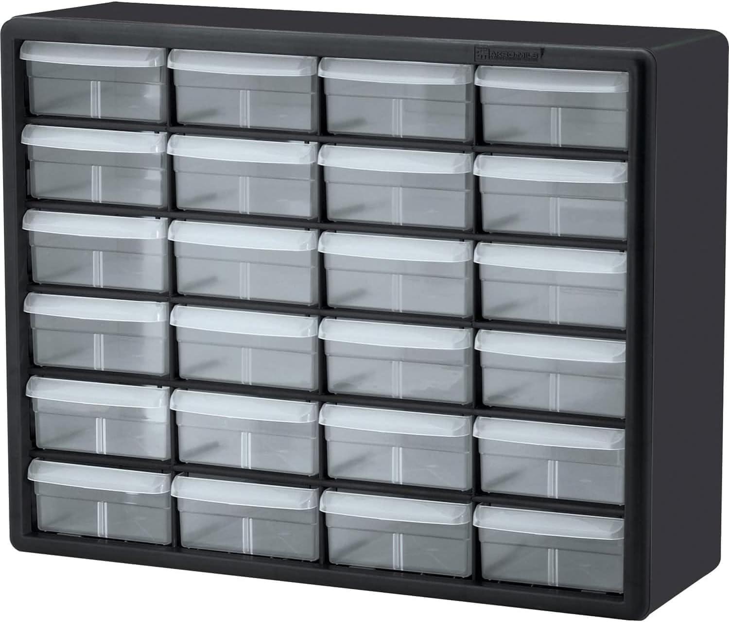 Black Plastic 24-Drawer Stackable Storage Cabinet