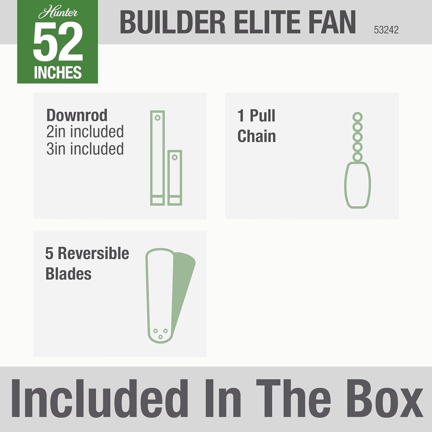 52" Builder Elite 5 - Blade Standard Ceiling Fan with Pull Chain