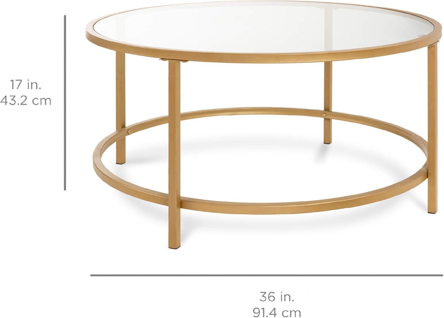 Best Choice Products 36in Round Tempered Glass Coffee Table for Home, Living Room, Dining Room