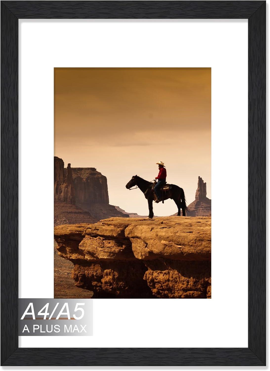 A PLUS MAX 20x24 Picture Frame with mat for 16x20 Picture with Polished Plexiglass Horizontal and Vertical Formats with Included Hanging Hardware-Black