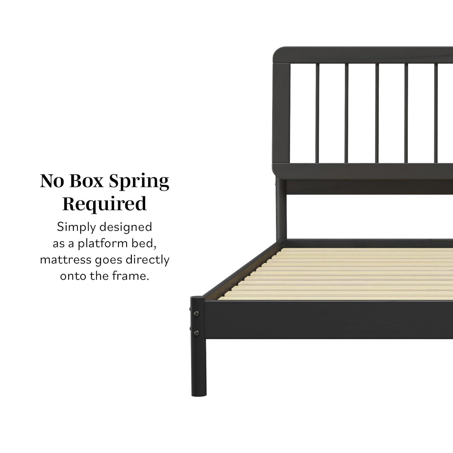 George Oliver Mid-Century Modern Solid Wood King Spindle Bed – Natural Pine