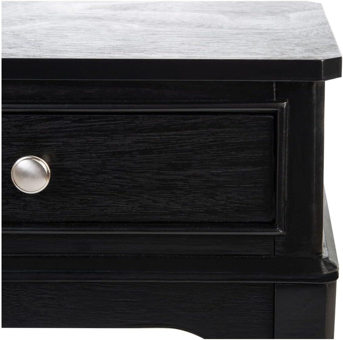 SAFAVIEH Opal French Black Rectangle Wood Storage End Table (17 in. W x 13 in. D x 23.5 in. H)