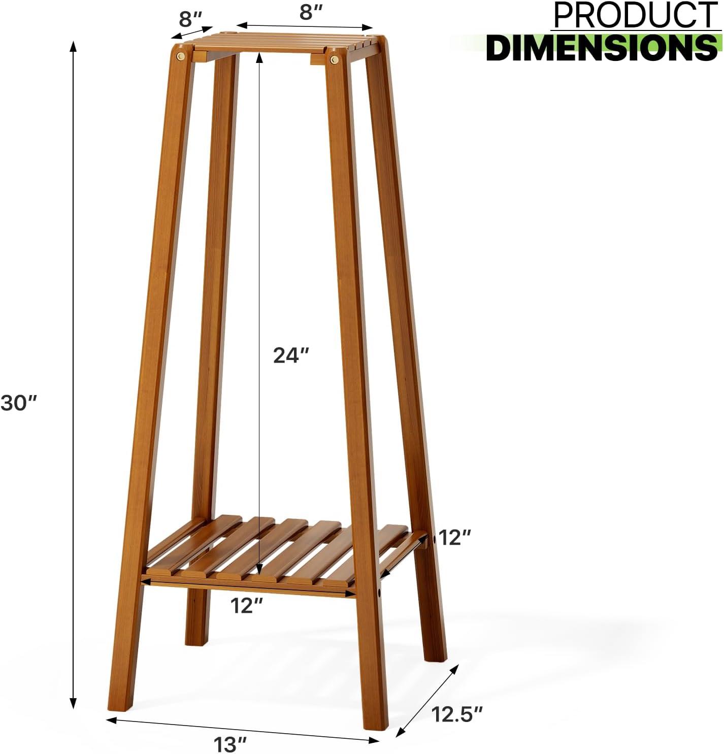 Magshion Bamboo 2 Tier Tall Plant Stand Pot Holder Small Space Table