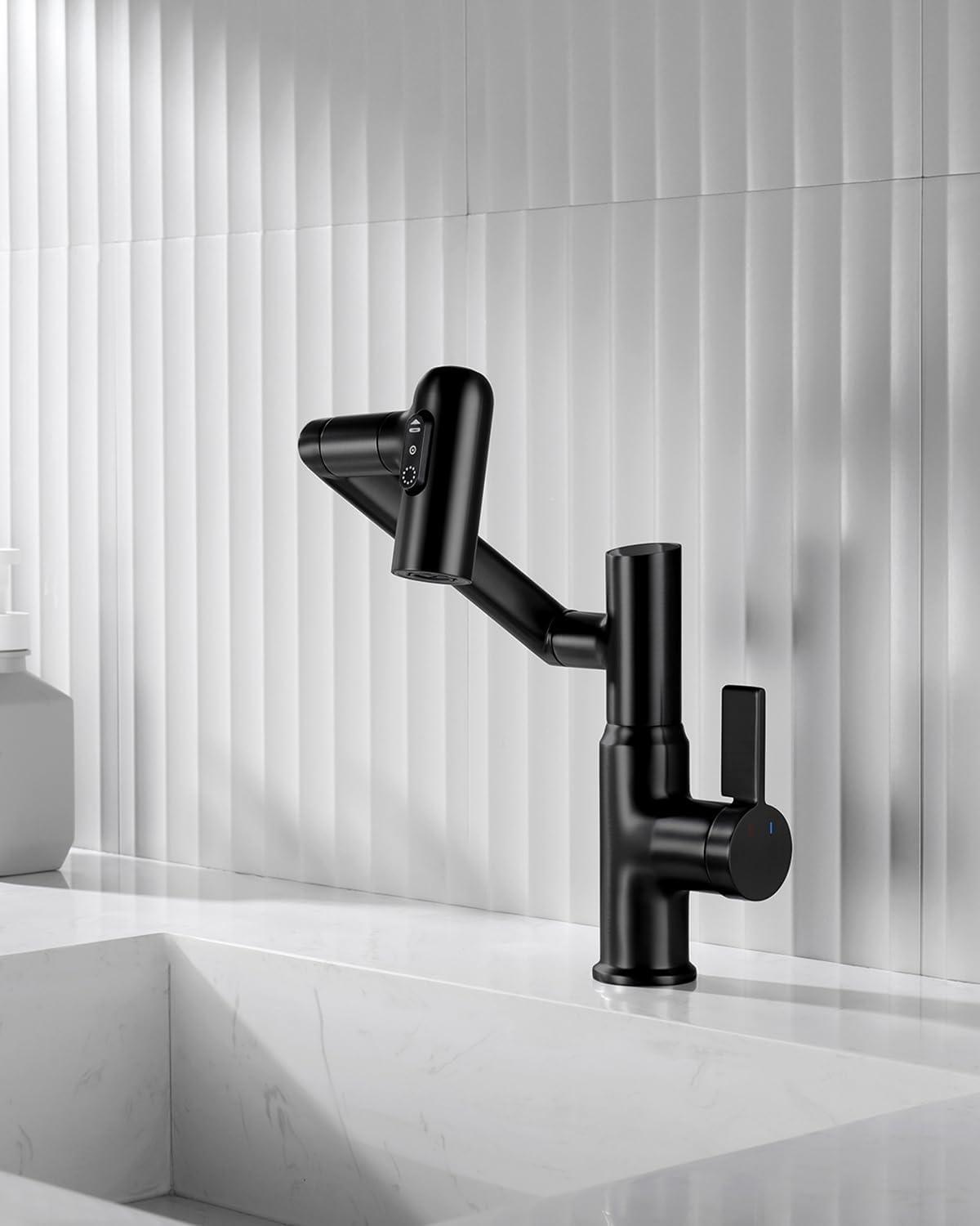 Lefton BF2204-3 Lefton Rotatable Single Hole Bathroom Faucet with Temperature Display BF2204