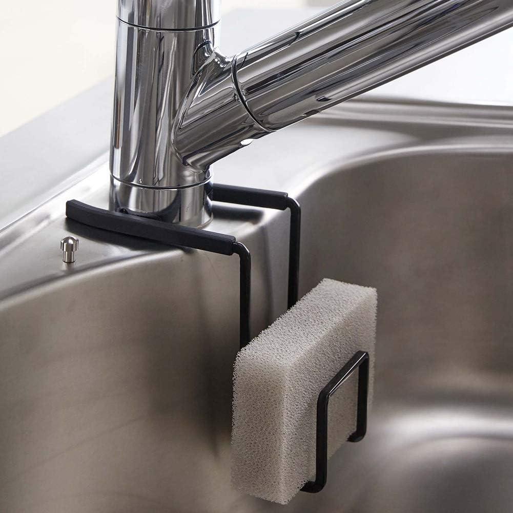 YAMAZAKI home 4389 Faucet-Hanging Sponge Holder-Kitchen Organizer Sink Rack Basket, One Size, Black